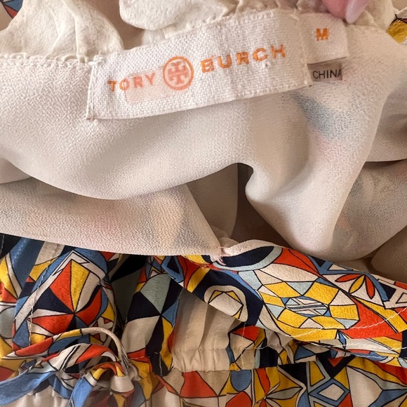 TORY BURCH ARABELLA BOHO BOHEMIAN PEASANT SILK DRESS SWEET TANGERINE EUC FLOWY - Picture 16 of 16